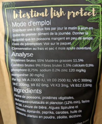 Nourriture-poissons-Scale-Intestinal-fish-protect-fiche-technique Nourriture granulés Discus Scale Intestinal fish protect et pour autres poissons