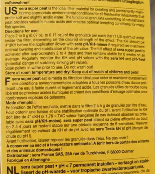 sera-peat-fiche-technisue Sera Peat Granulés de tourbe